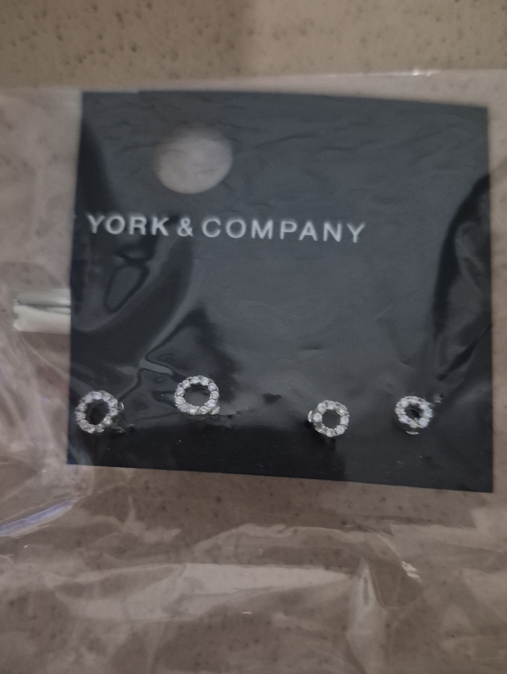 New York & Company Silver Crystal Circle Stud Earring Set